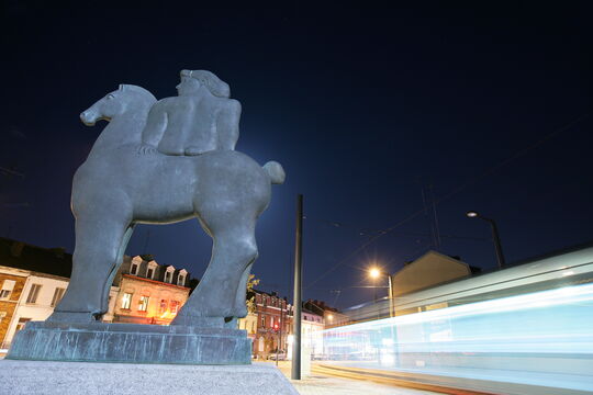 Photo de la sculpture dénomnée : la scupture de Kobe "Epona" située à la Croix d'Anzin.