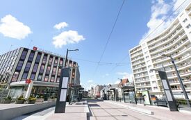 Vue d'insertion de la voie tramway en centre-ville de Valenciennes